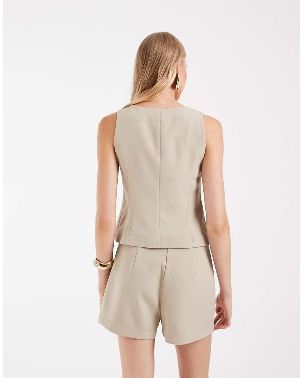 Pieces Natural Square Neck Tailored Vest