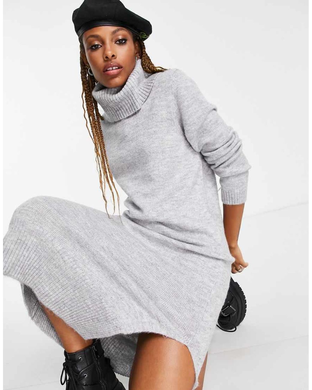 ONLY White Roll Neck Midi Jumper Dress