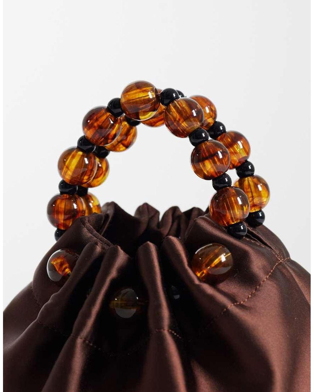 ASOS Black Ruched Clutch With Resin Beads