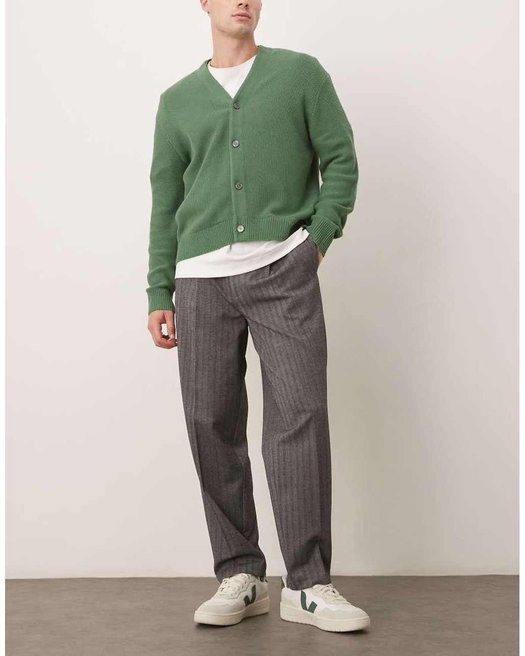 ASOS Green Smart Oversized Tapered Trousers for men