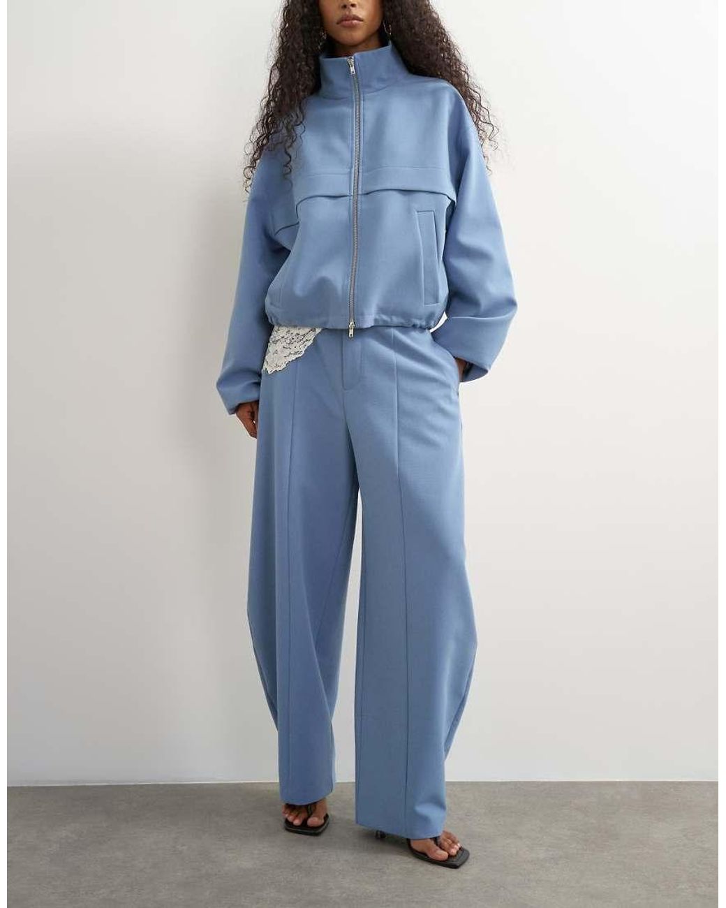 TOPSHOP Blue Co Ord Barrel Leg Trouser