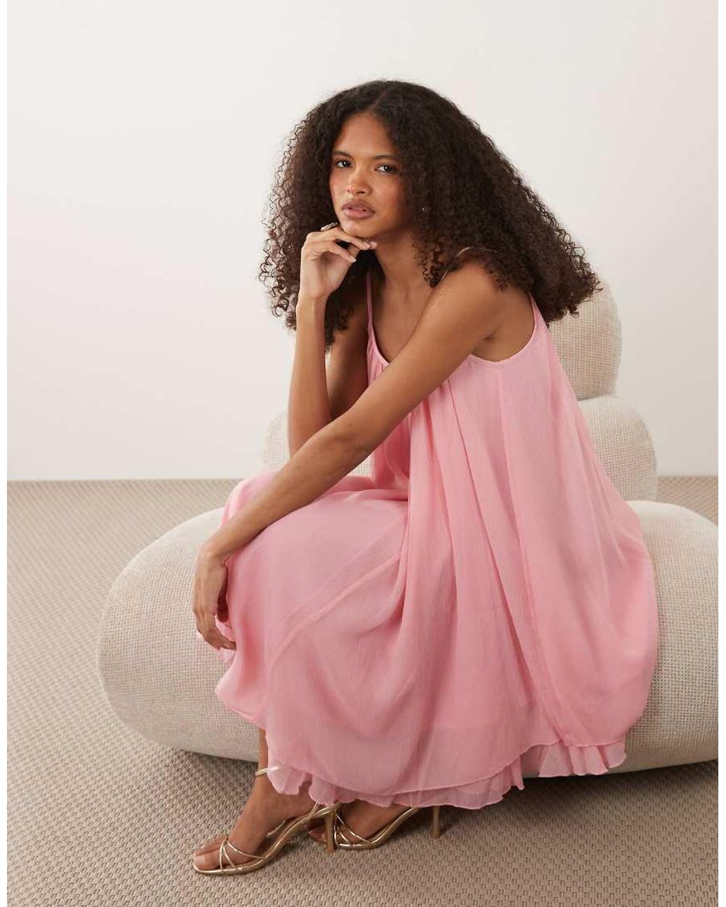 Vila Pink Chiffon Trapeze Mini Dress