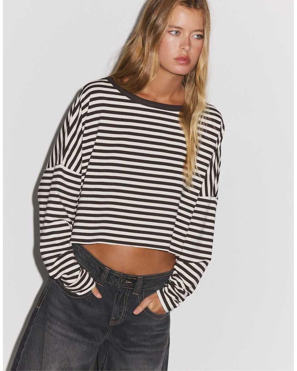 Stradivarius Blue Long Sleeve T-shirt