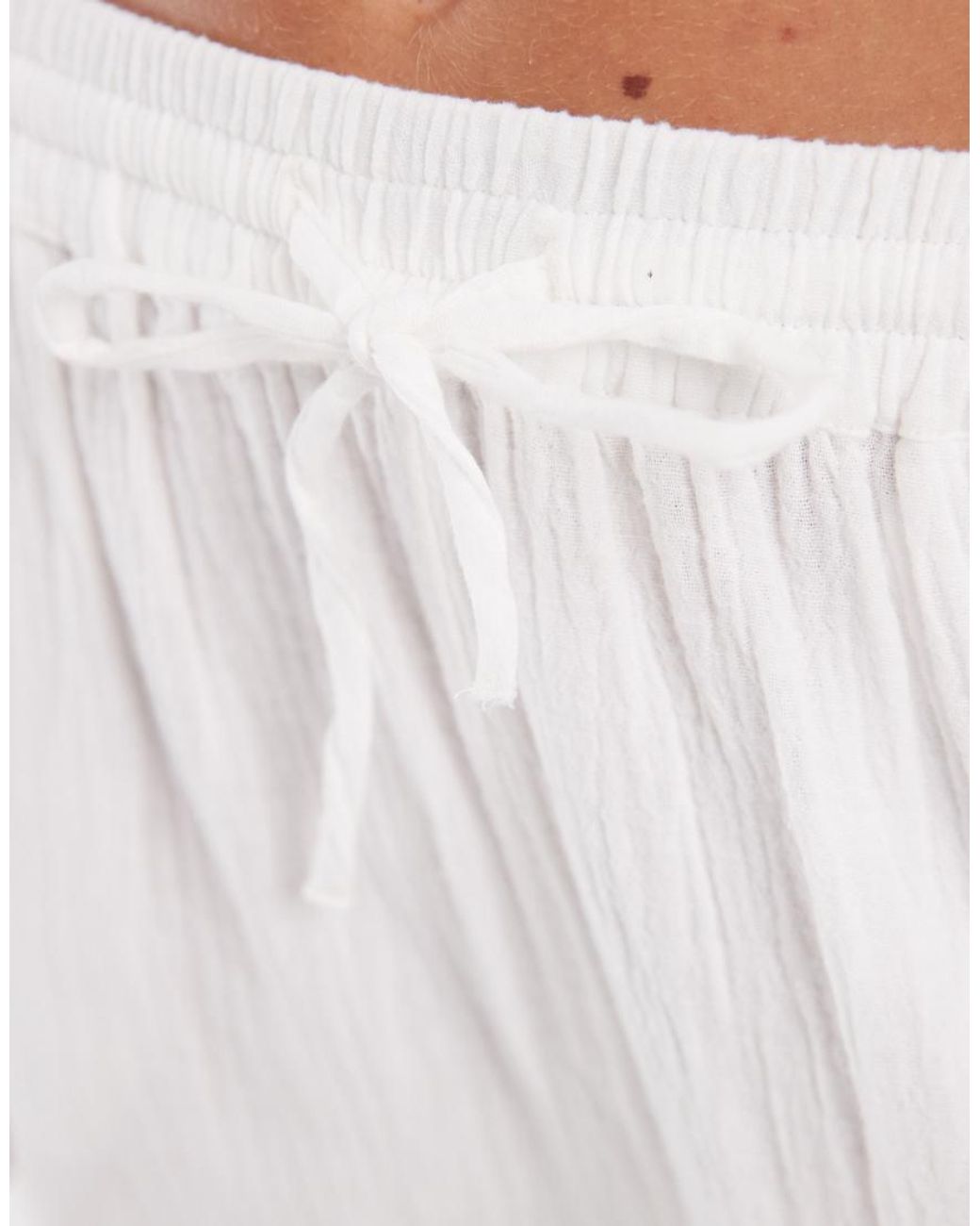 Only Petite White Cheesecloth Wide Leg Trouser Co-ord