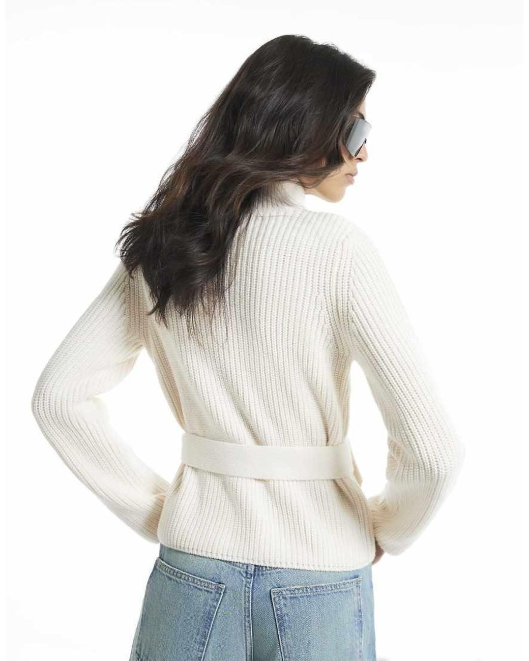 River Island White Tie Rib Cardigan