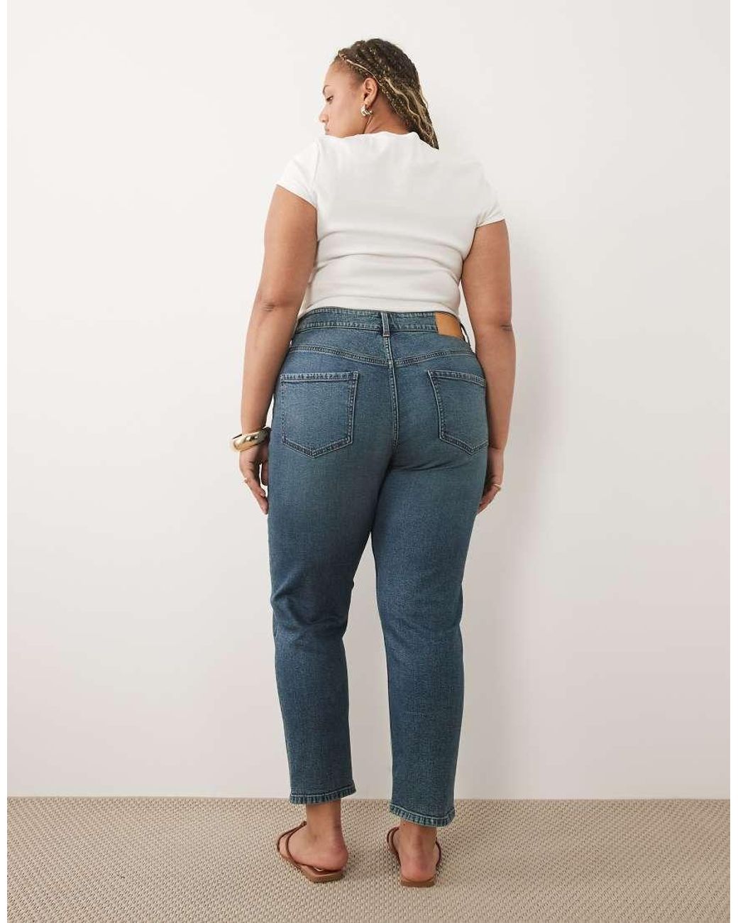 ASOS Blue Asos Design Curve Slim Fit Mom Jeans