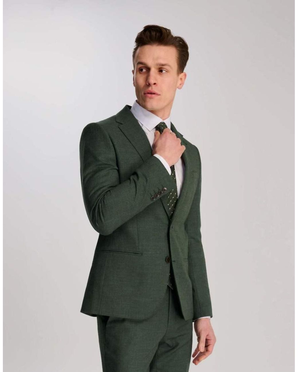 Harry Brown Green Sandro Slim Fit Linen Look Suit Jacket for men