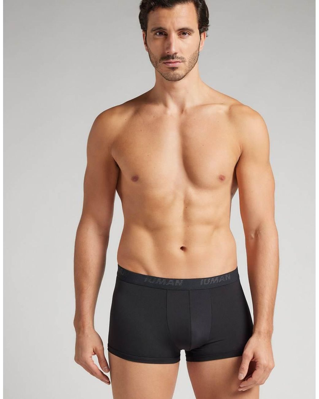 Intimissimi Black Microfibre Boxers With Logo for men