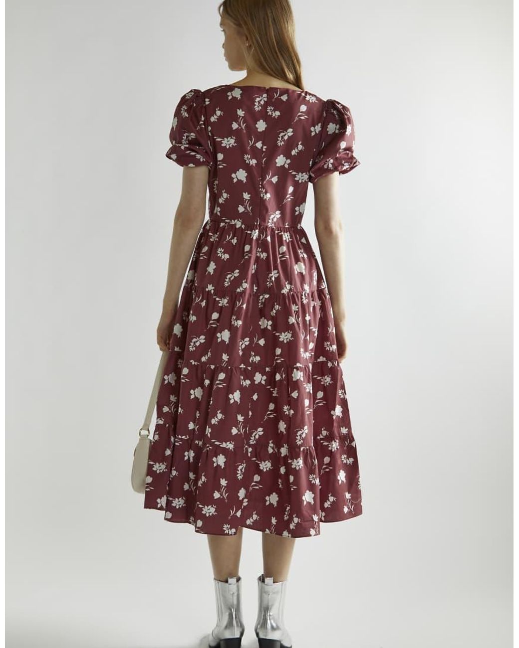 Glamorous Red Puff Sleeve Midi Dress
