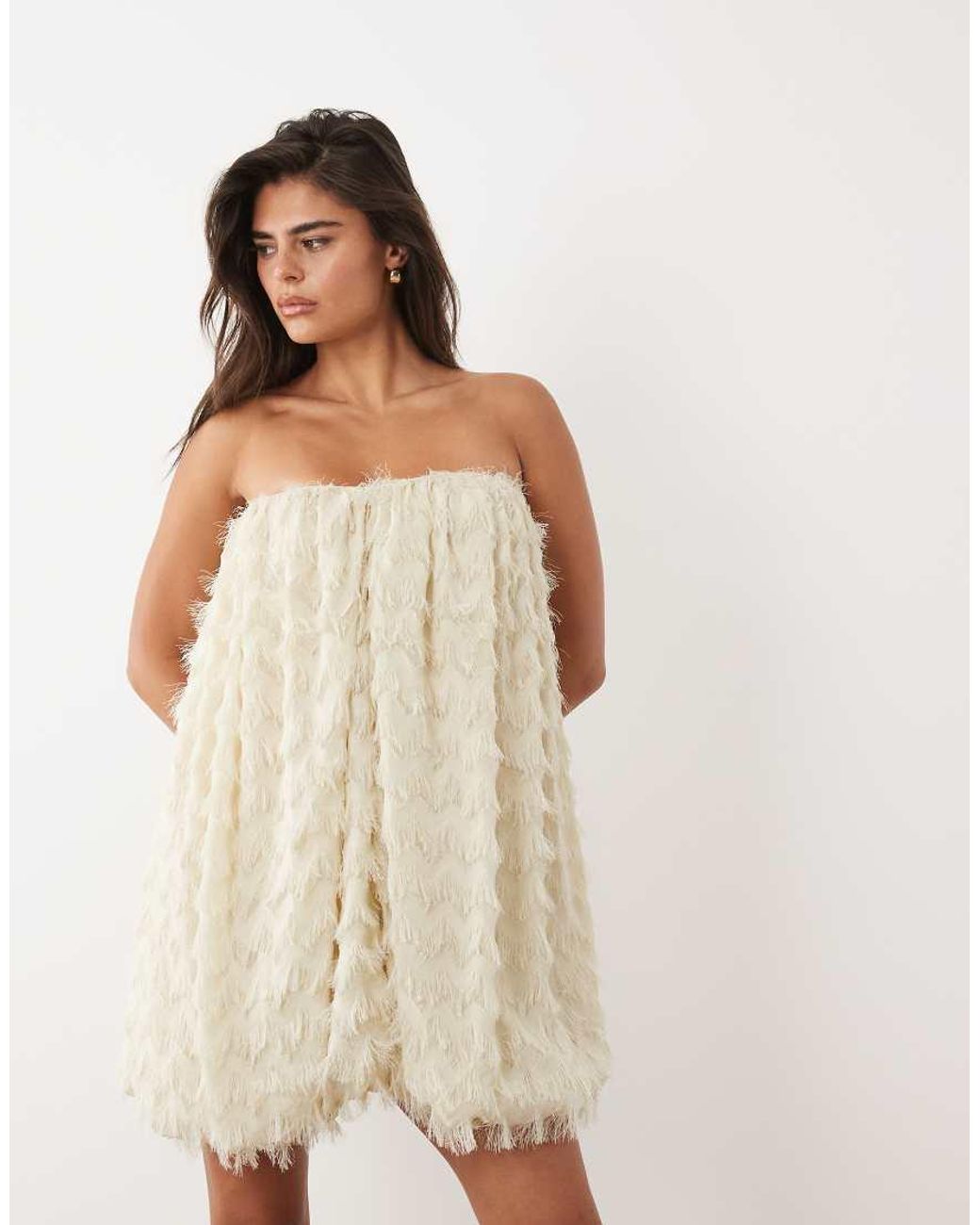 ASOS Natural Wave Textured Bubble Sweetheart Neck Mini Dress