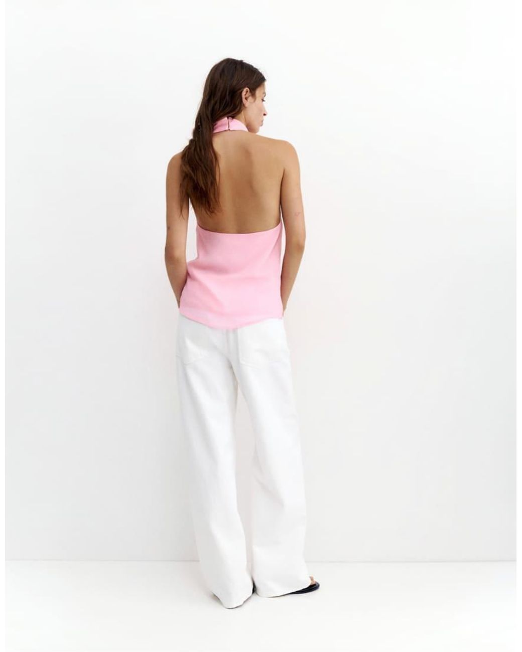 Pull&Bear White Flowing Halter Top