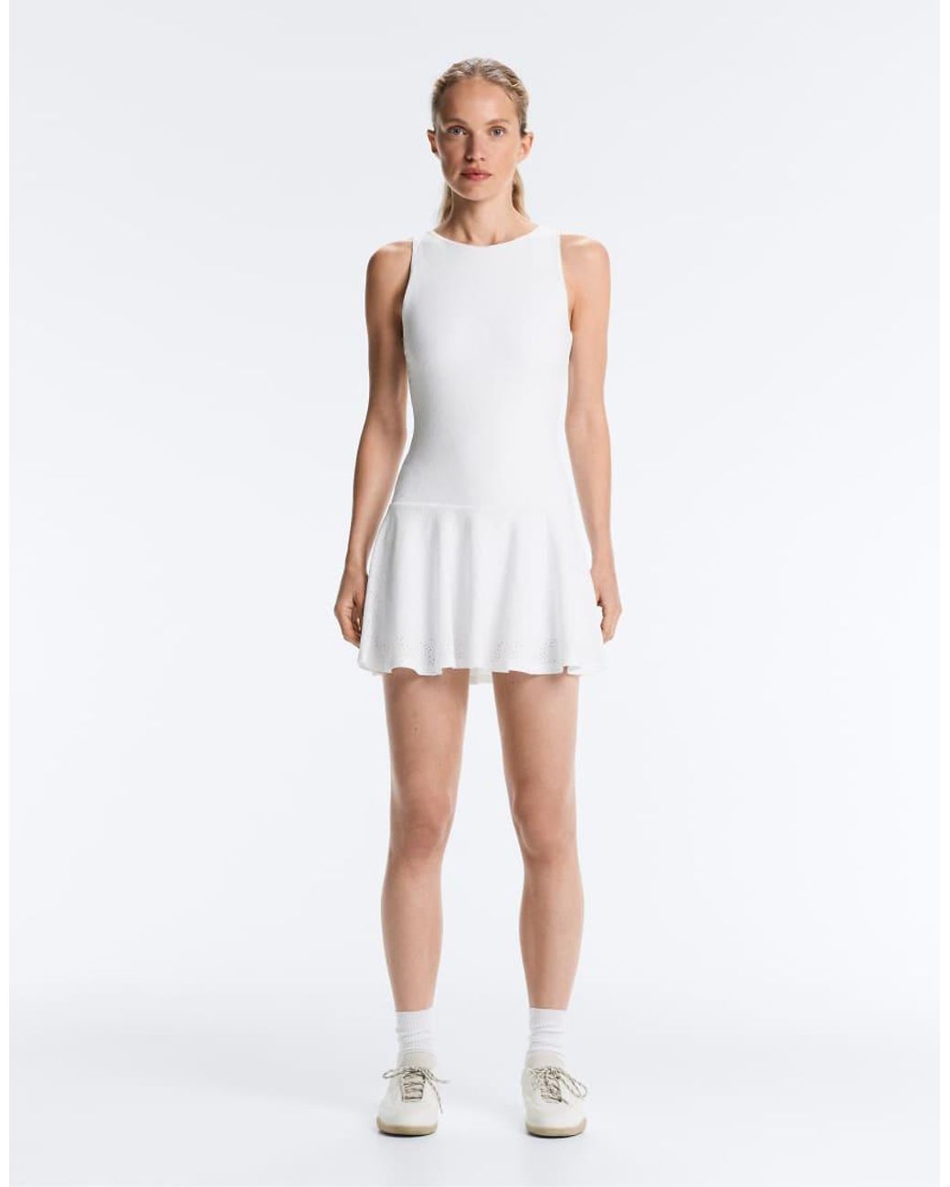 Oysho White Embroidered Comfortlux Short Dress
