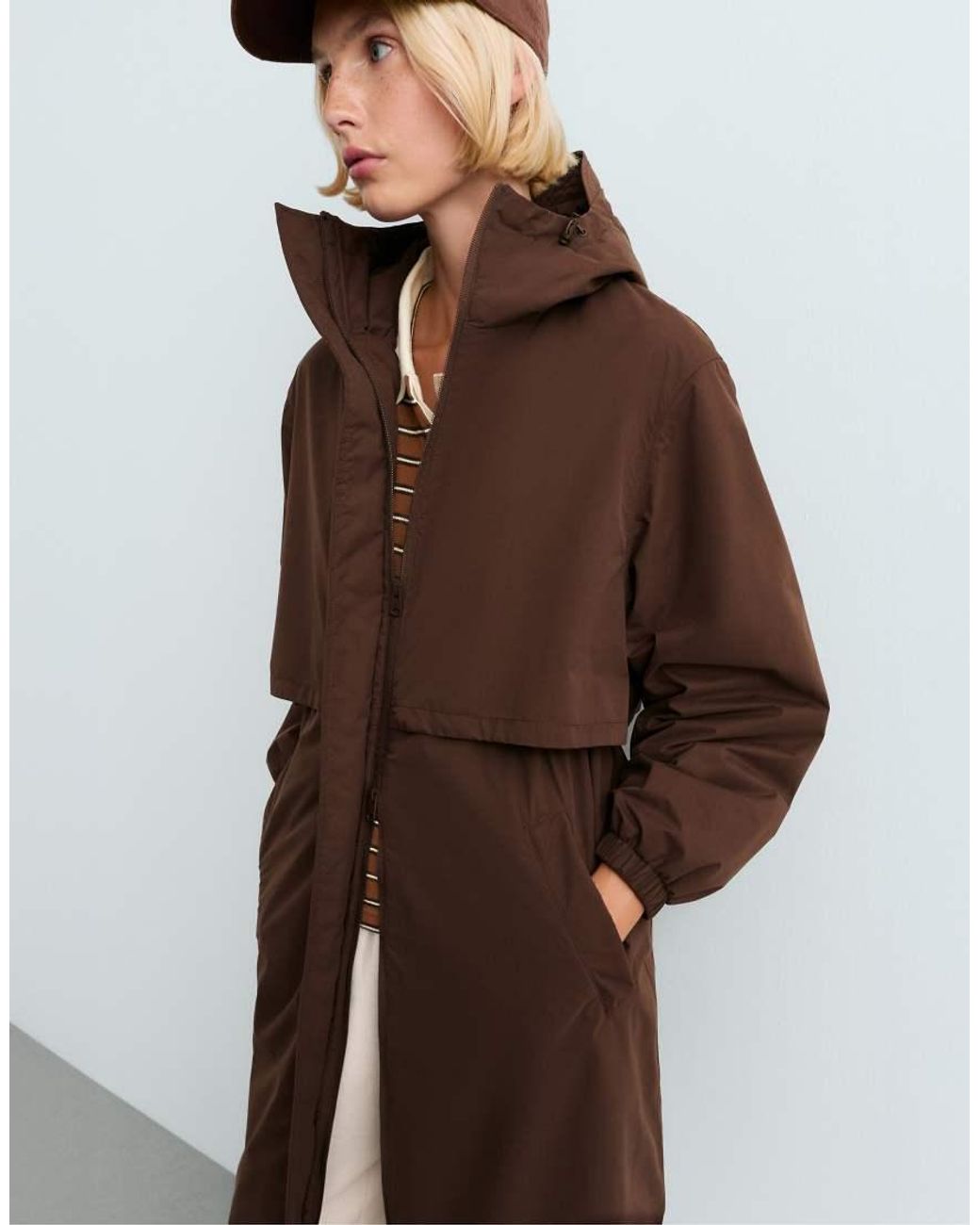 Oysho Brown Fellex® Aerogel Waterproof Long Padded Jacket