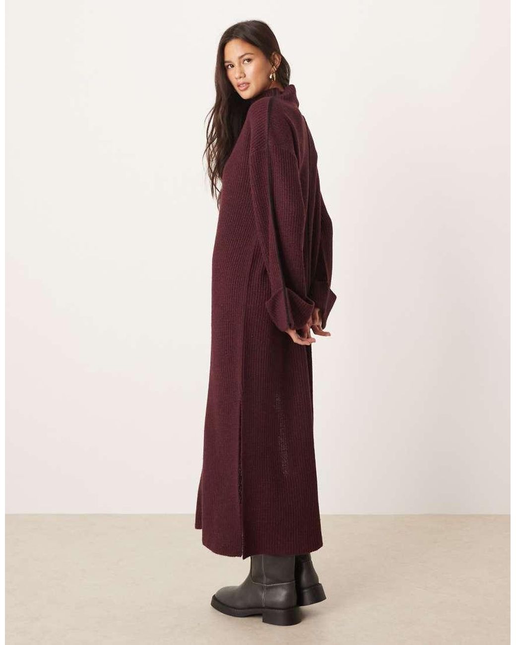 Vila Red High Neck Knitted Maxi Dress