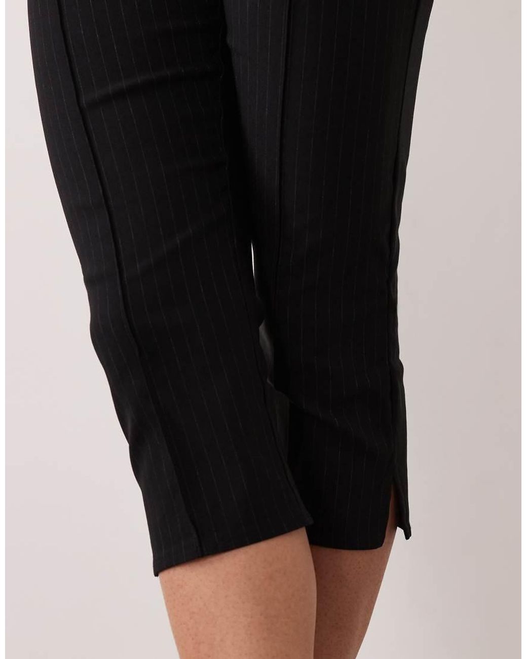 ASOS Natural Bengaline High Waist Side Split Capri Pant