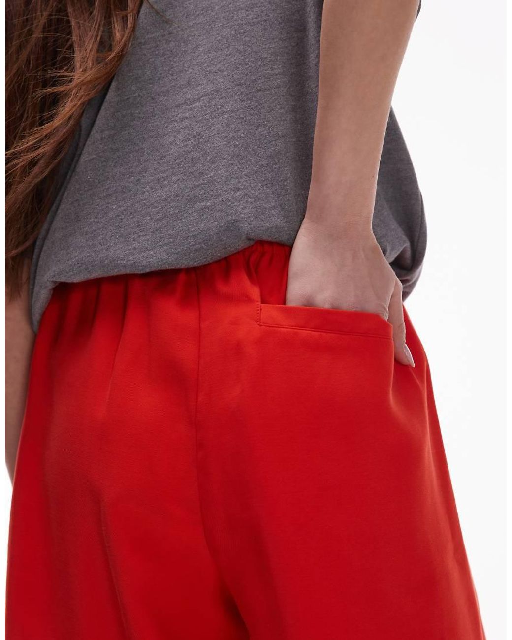 TOPSHOP Red Tailo Longline Pull On Shorts