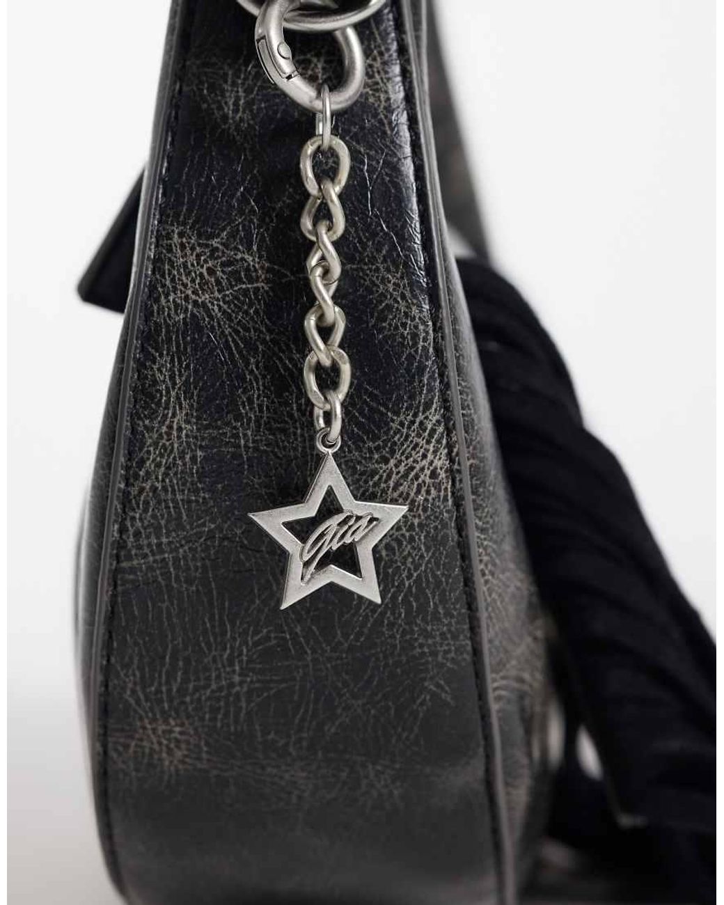 I.AM.GIA White Tia Textured Faux Leather Chrome Logo Detail Fringe Front Adjustable Shoulder Bag