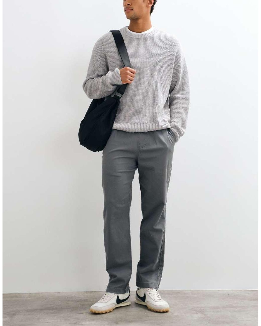 Hollister Gray Loose Fit Pull On Trousers for men