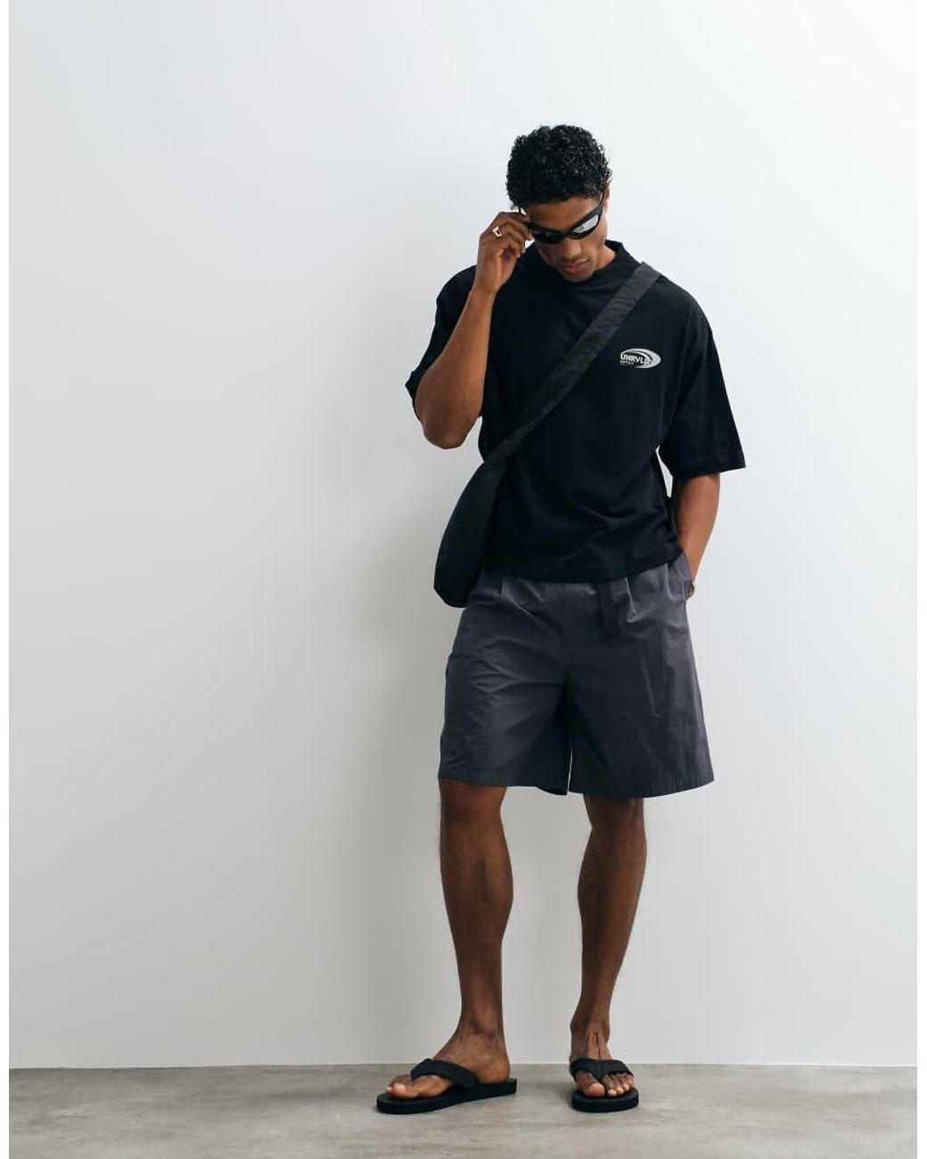 ASOS Blue Boxy Oversized T-shirt With Streetwear Graphic for men