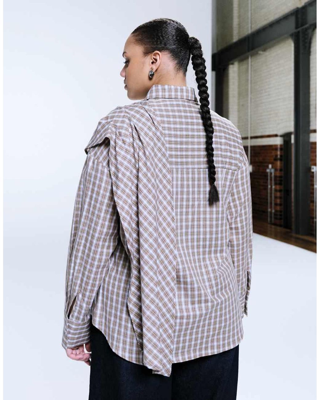 ASOS Gray Wrap Scarf Detail Oversized Shirt
