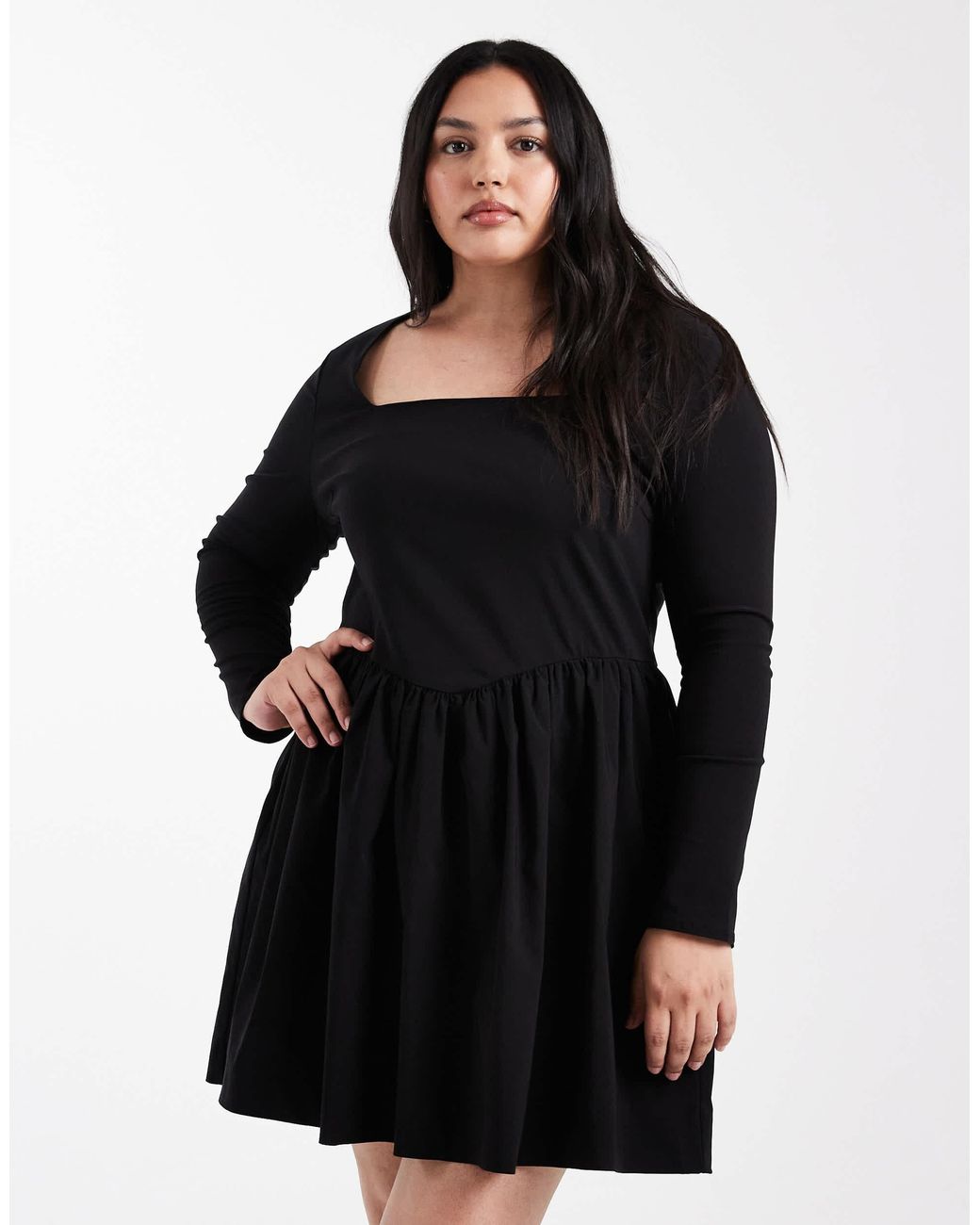 ONLY Black Corset Detail Long Sleeve Mini Dress