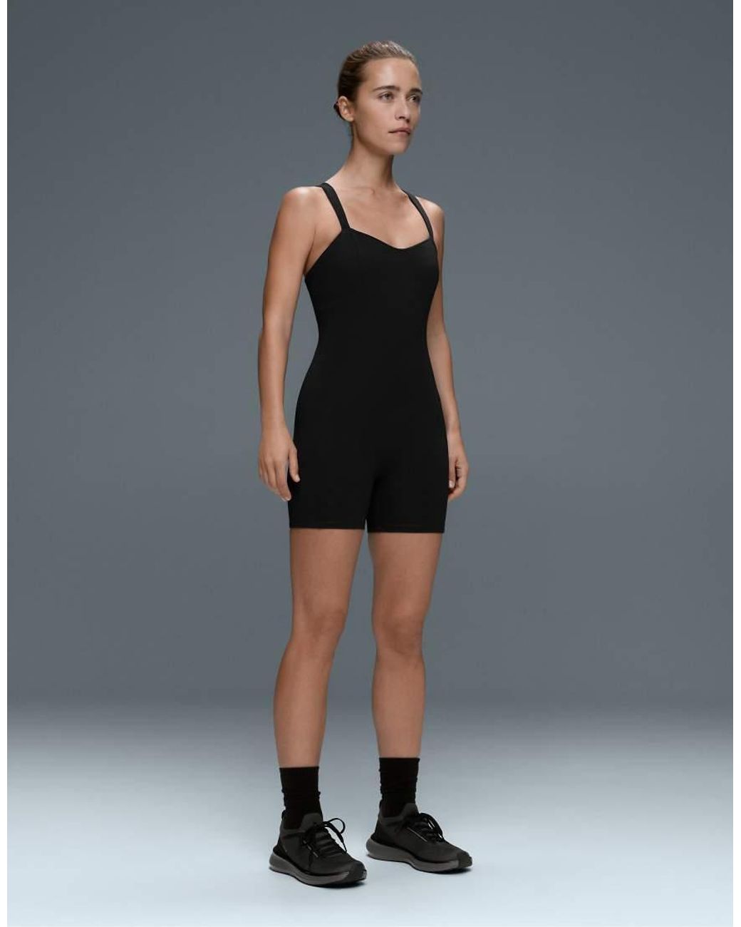Oysho Black Comfortlux Sweetheart Neckline Short Jumpsuit