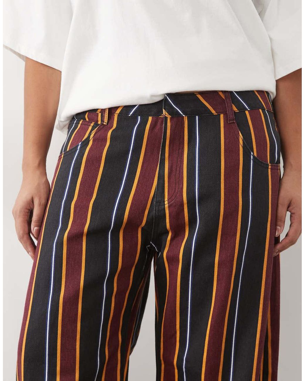 ASOS White Asos Design Curve Printed Barrel Leg Trouser