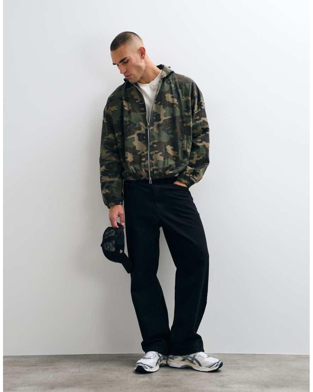 CERNUCCI Green Camo Ripstop Zip Through Hooded Jacket for men