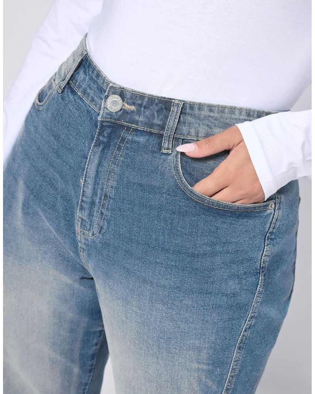 Yours Clothing Blue Barrel Leg Jeans