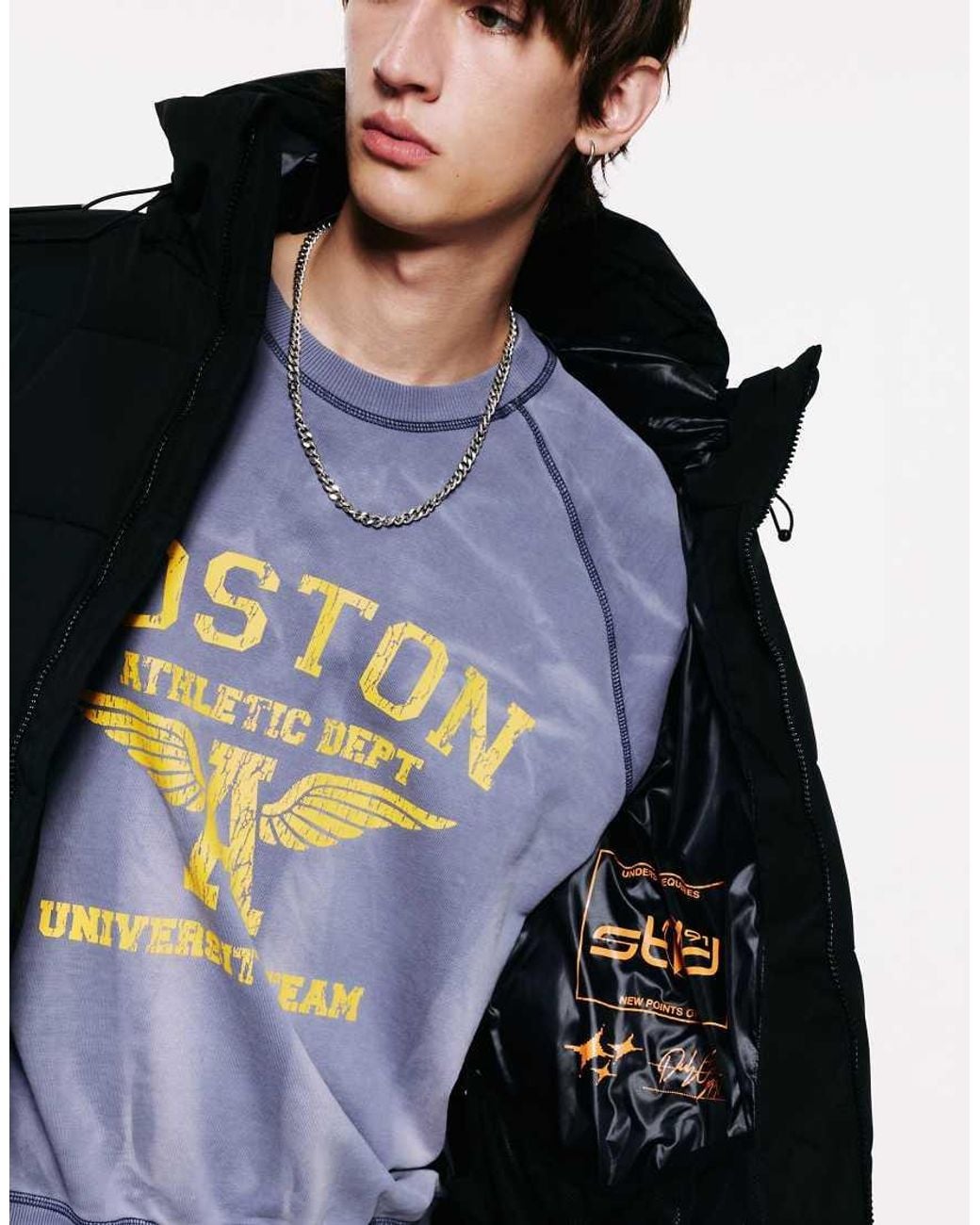 Pull&Bear Black Quilted Jacket With Hood for men