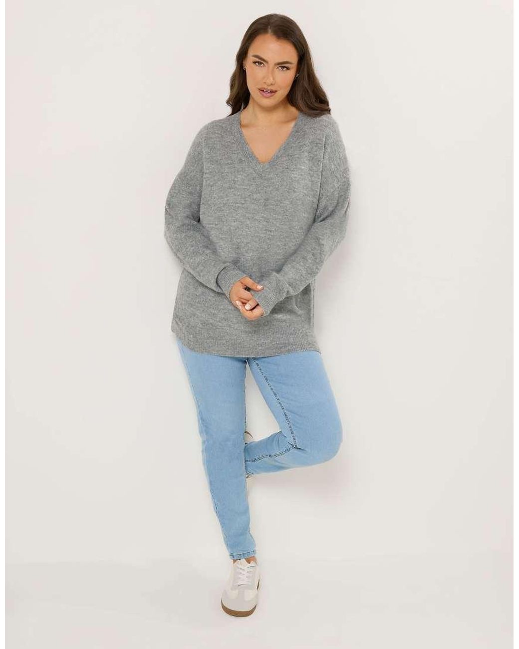 Yours Clothing Gray Soft Touch Knitted Jumper