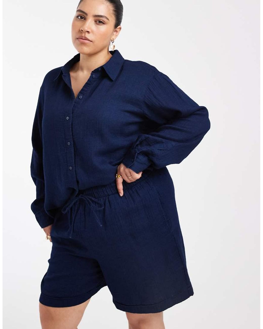 ONLY Blue Seersucker Shorts Co-Ord