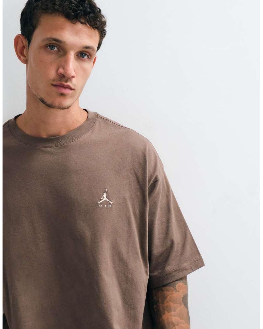 Nike Brown Logo Spine Print Oversized T-Shirt for men