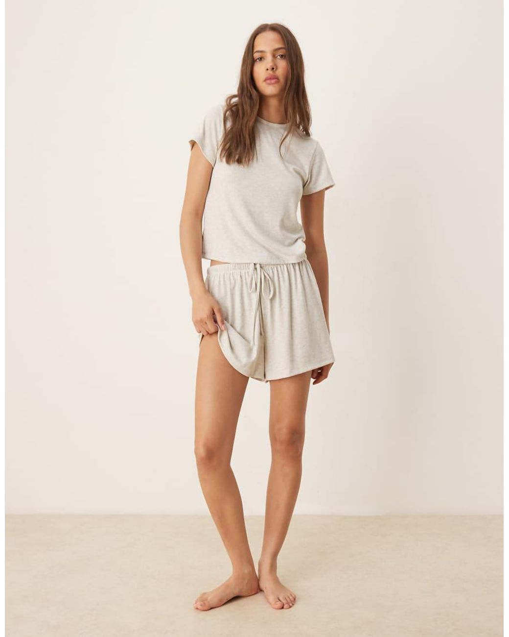 ASOS Natural Mix & Match Rib Oversized Pyjama Tee With Side Split