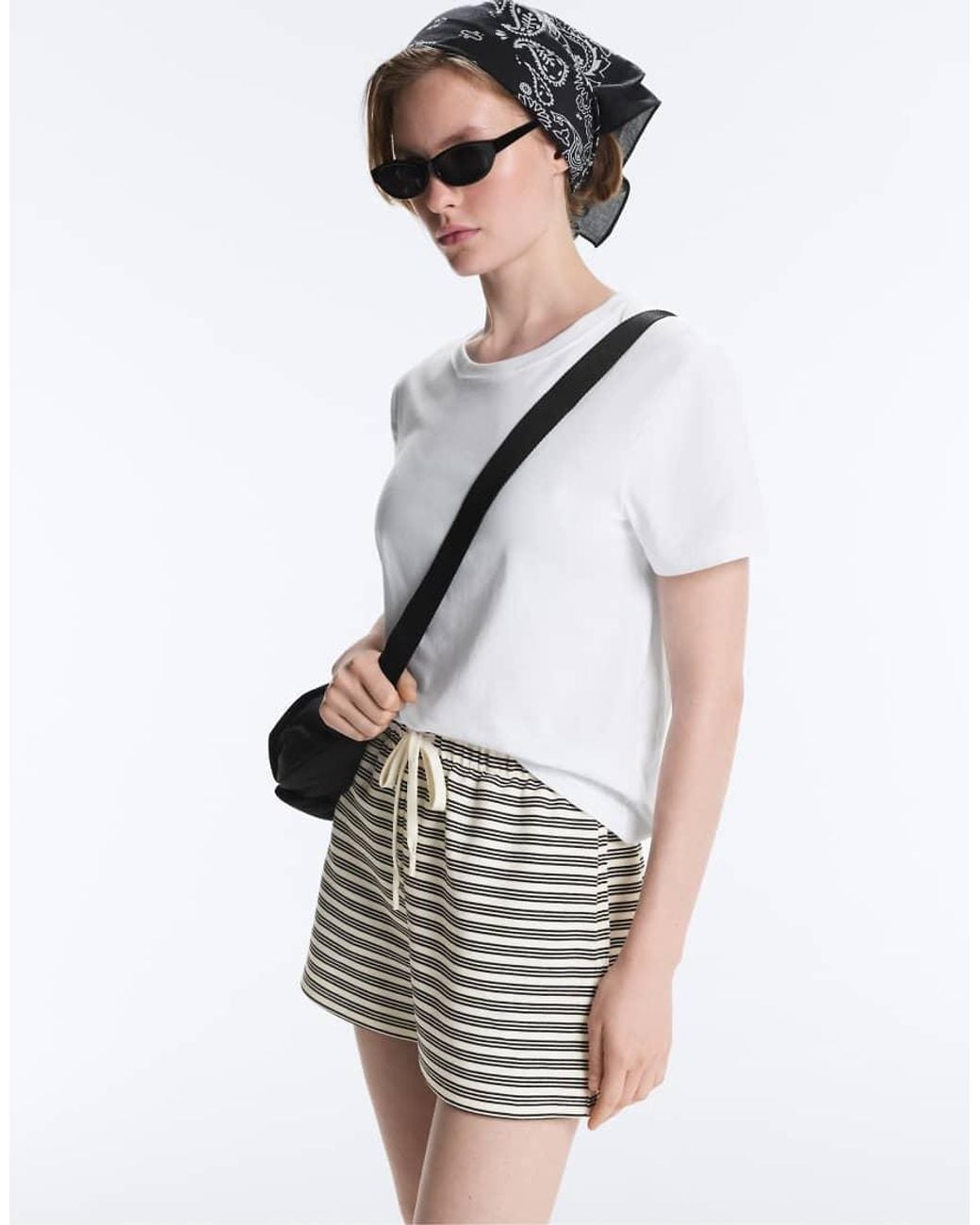 Oysho Gray Striped Cotton Shorts