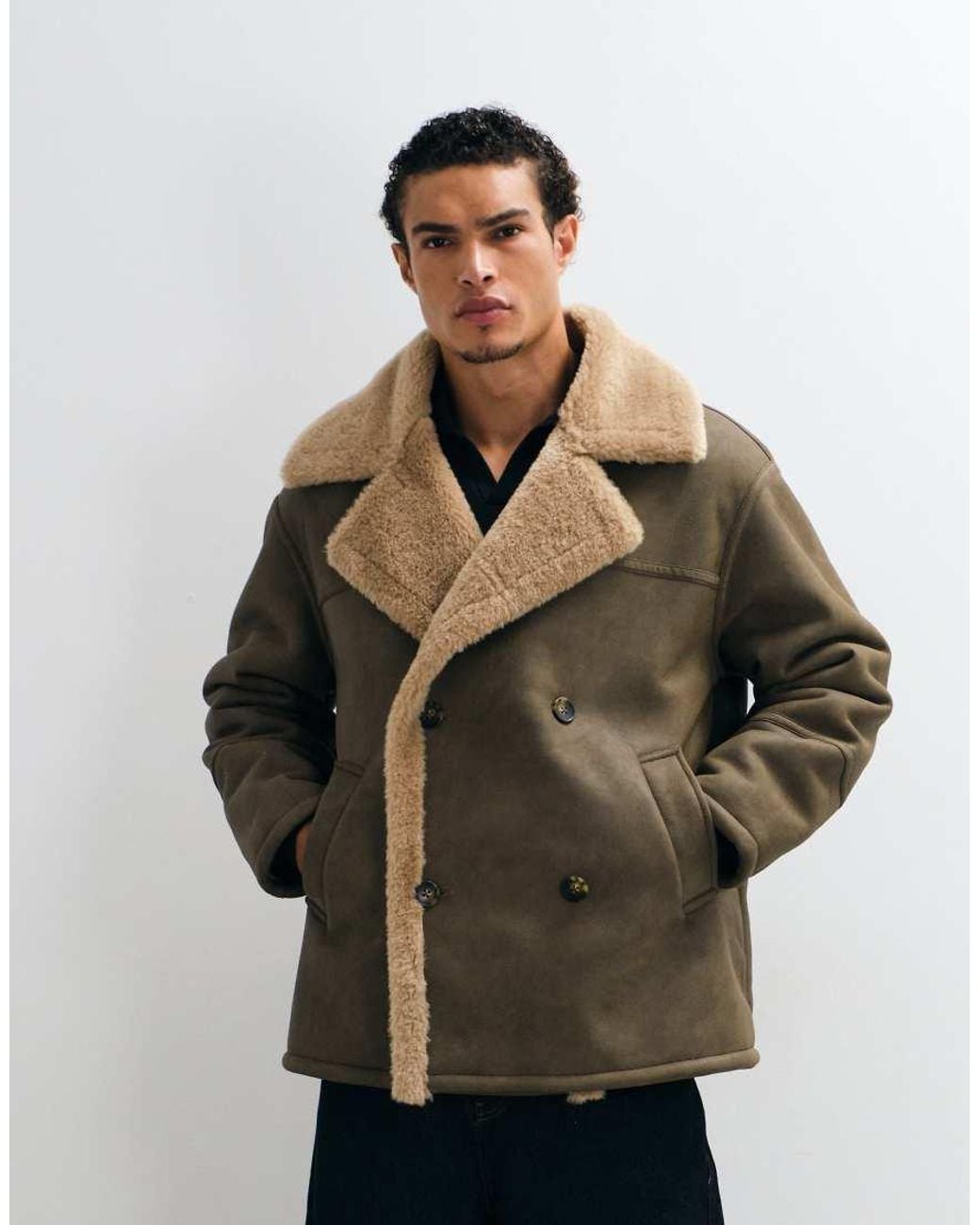ASOS Aviatorjack Met Borgvoering in het Brown voor heren
