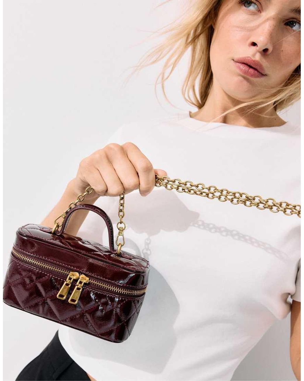 Stradivarius White Quilted Crossbody Bag