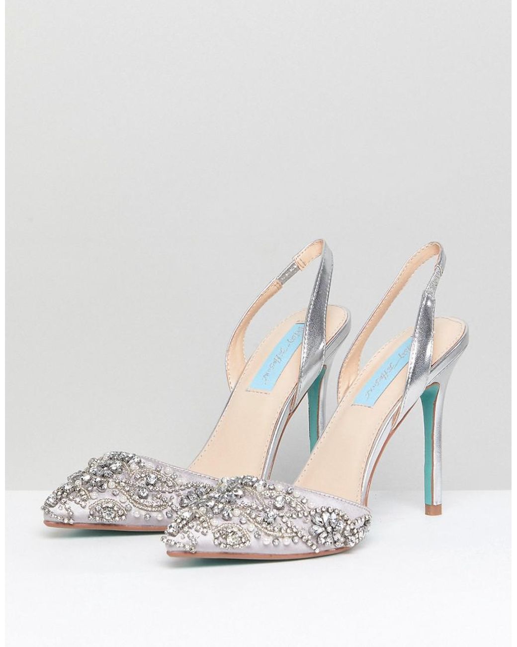 Betsey Johnson Blue By Betsy Johnson Sonia Wedding Embellished Heeled Shoes  in Metallic | Lyst