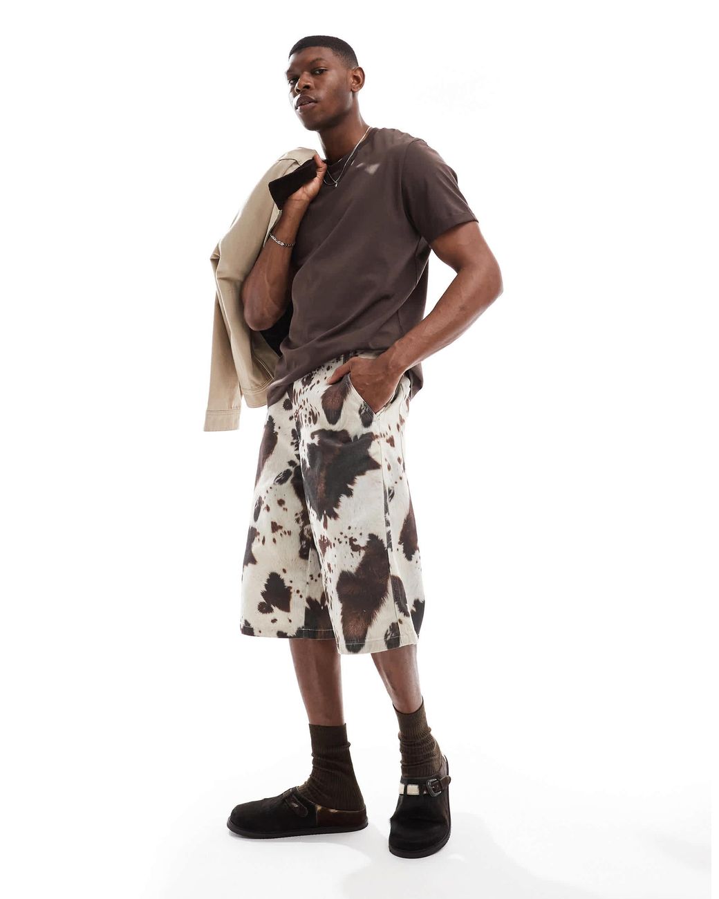 S cow short pants ブラウン THEREDTHREAD / ザレッドスレッド】S cow short pants
