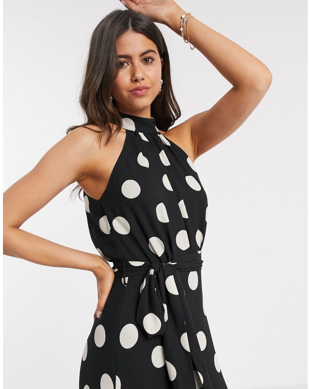 Mango Halterneck Polka Dot Maxi Dress in Blue Lyst UK