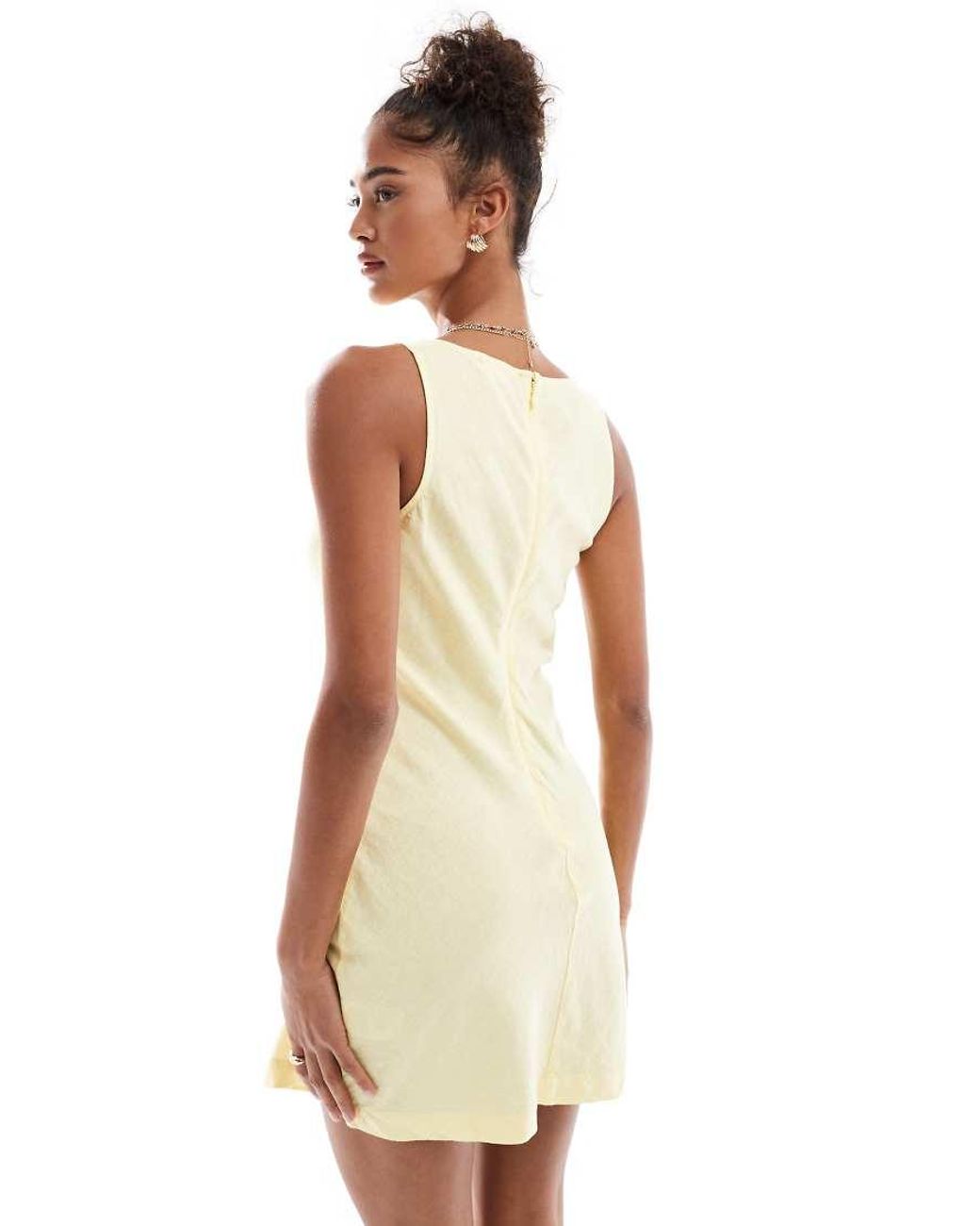 Cotton On White Haven Cowl Neck Linen Blend Mini Dress
