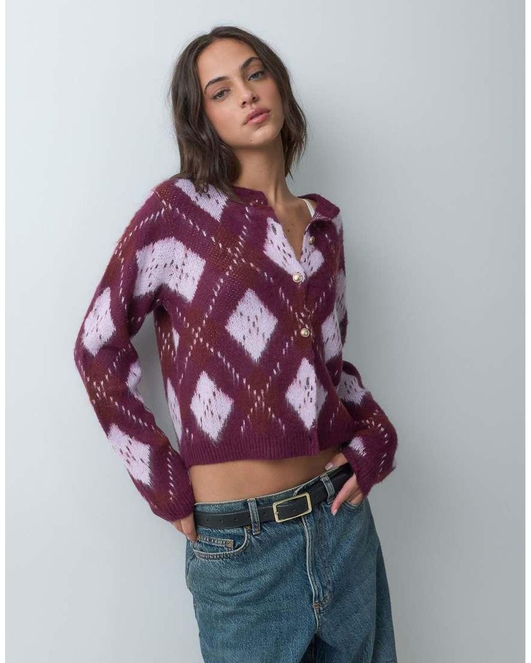 Miss Selfridge Purple Brushed Argle Cardigan