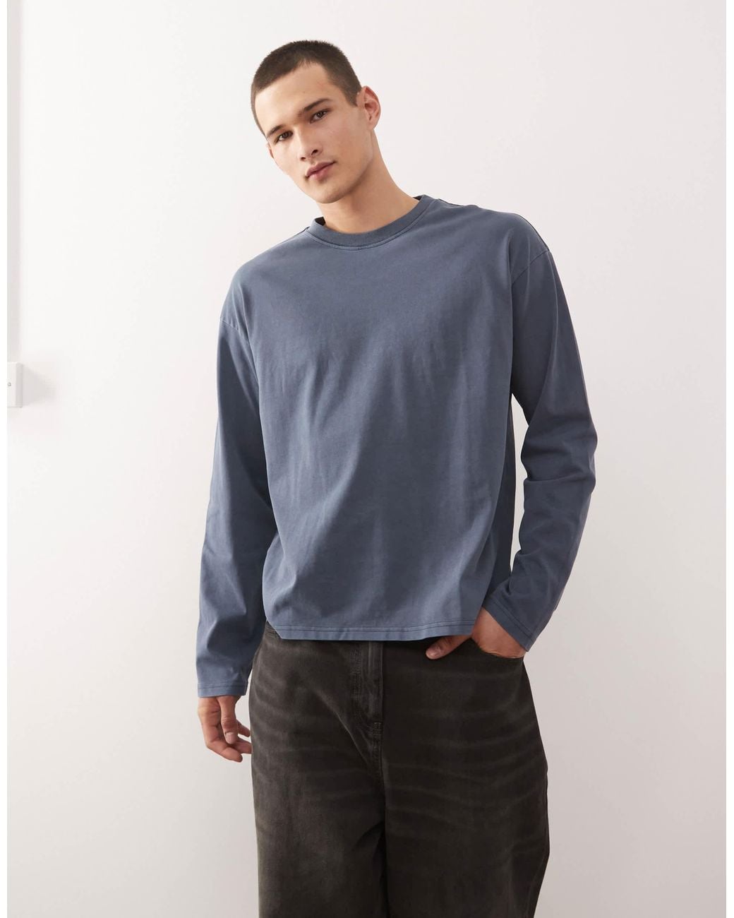 Rahtech Weekday Weekday Great Boxy Fit Oversized Long Sleeve T-shirt in Blue for Men | Lyst