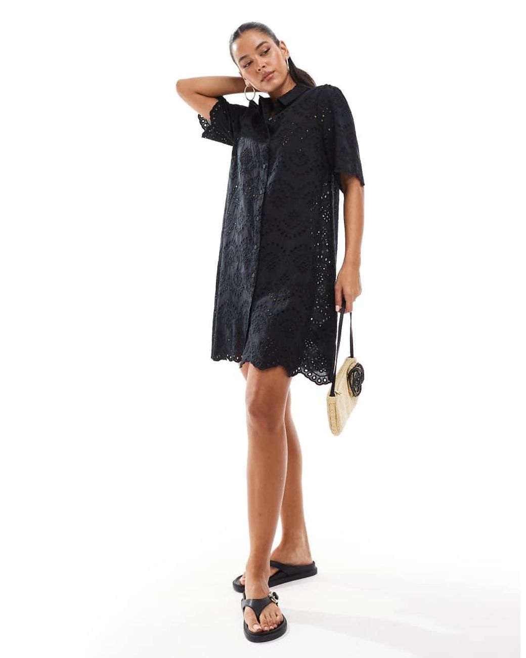 ONLY Blue Pointelle Details Mini Dress