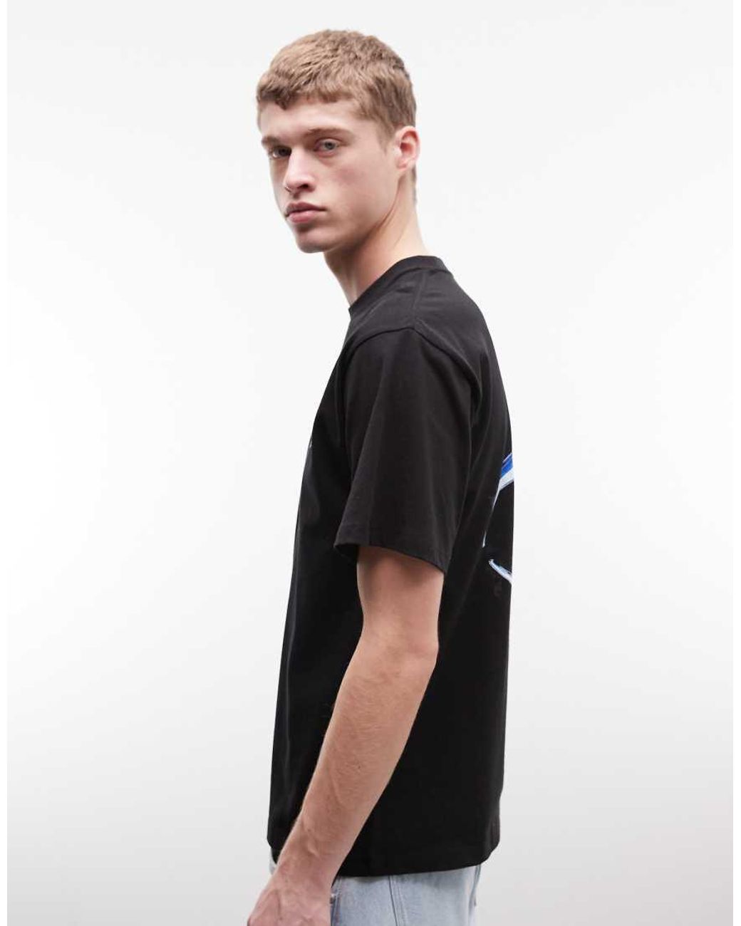 Huf Black Sector Logo T-shirt With Back Print for men