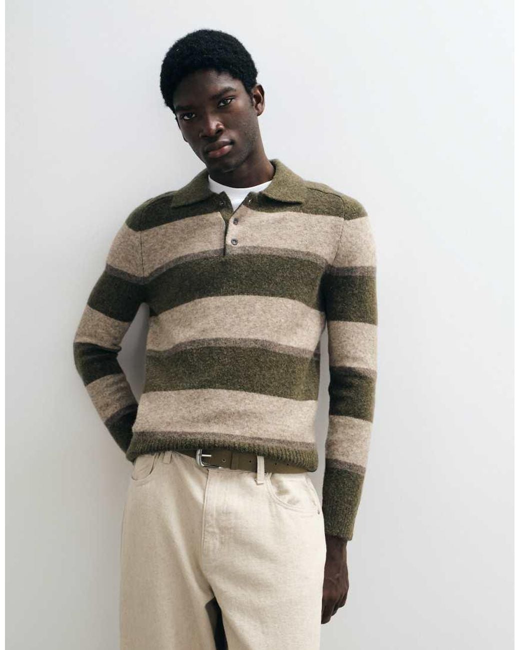 Mango Black Knitted Polo Jumper for men