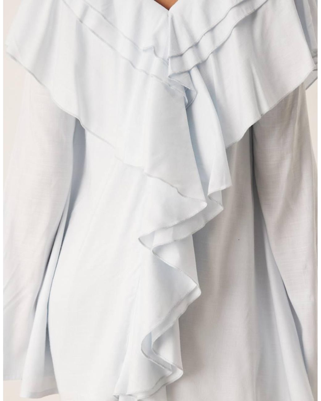 ASOS White V Neck Smock Mini Dress With Ruffles