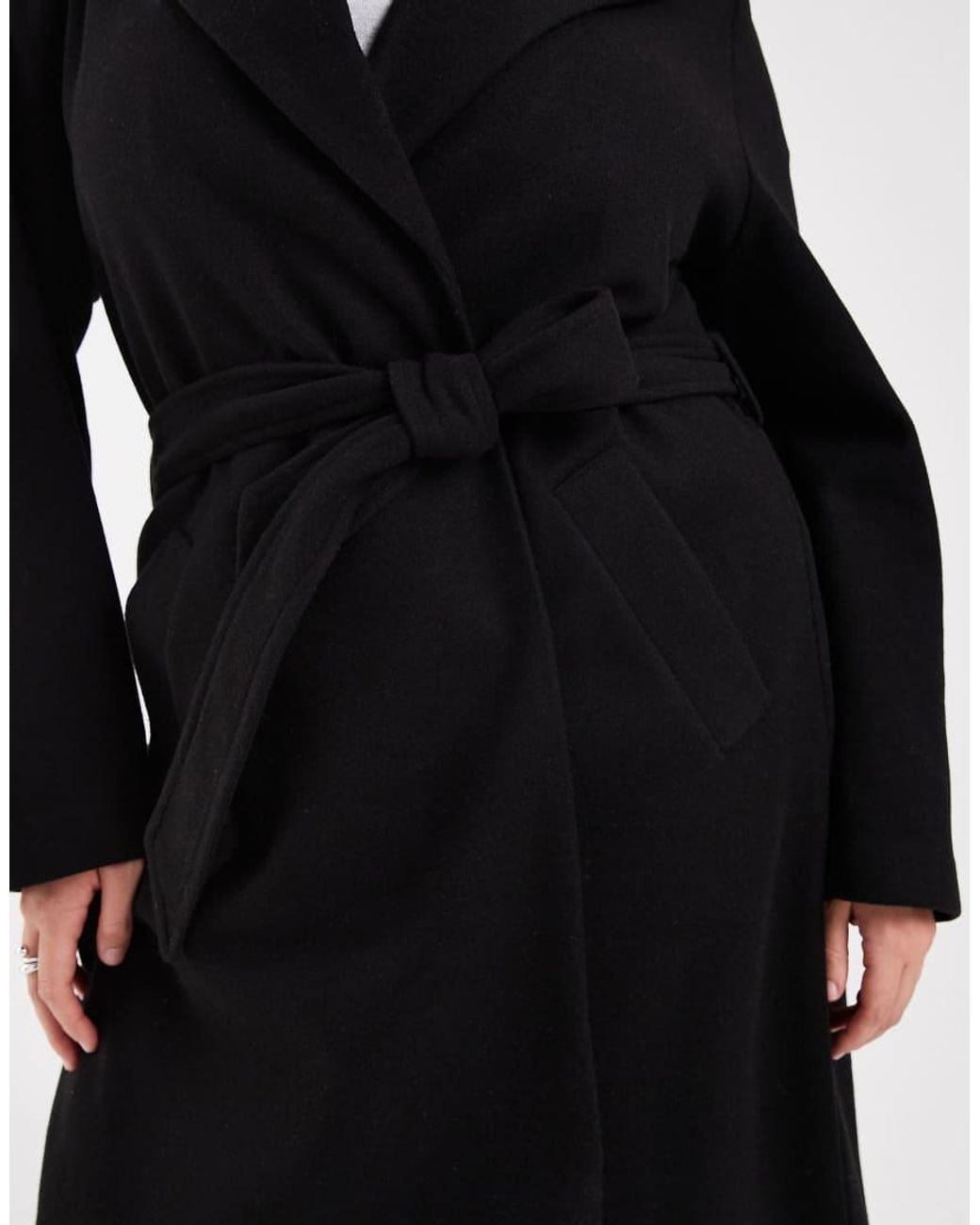Vero Moda Black Belted Formal Midi Coat