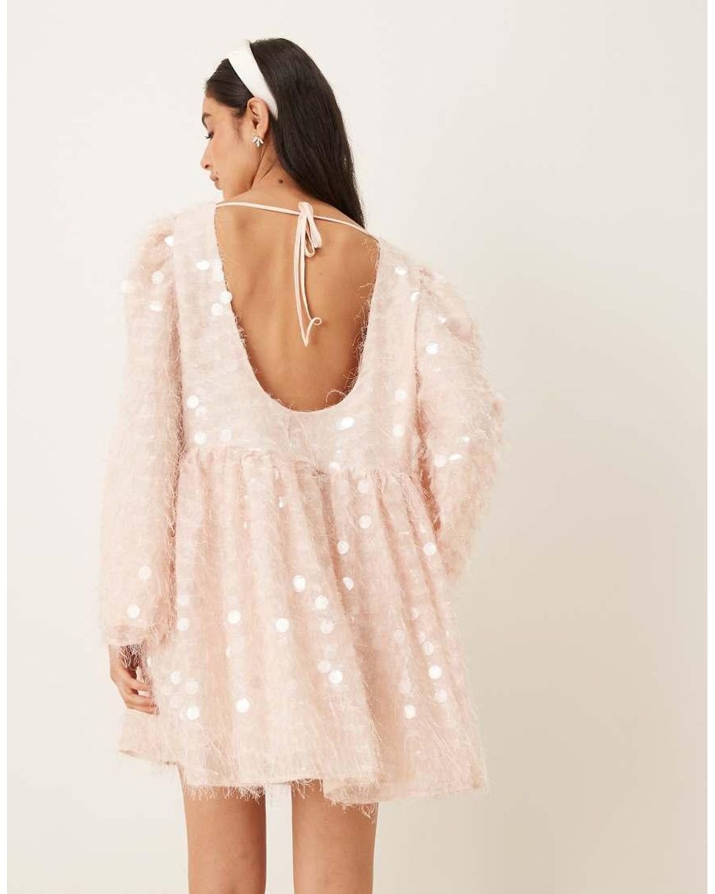 Sister Jane Natural Teese Open Back Sequin Mini Dress