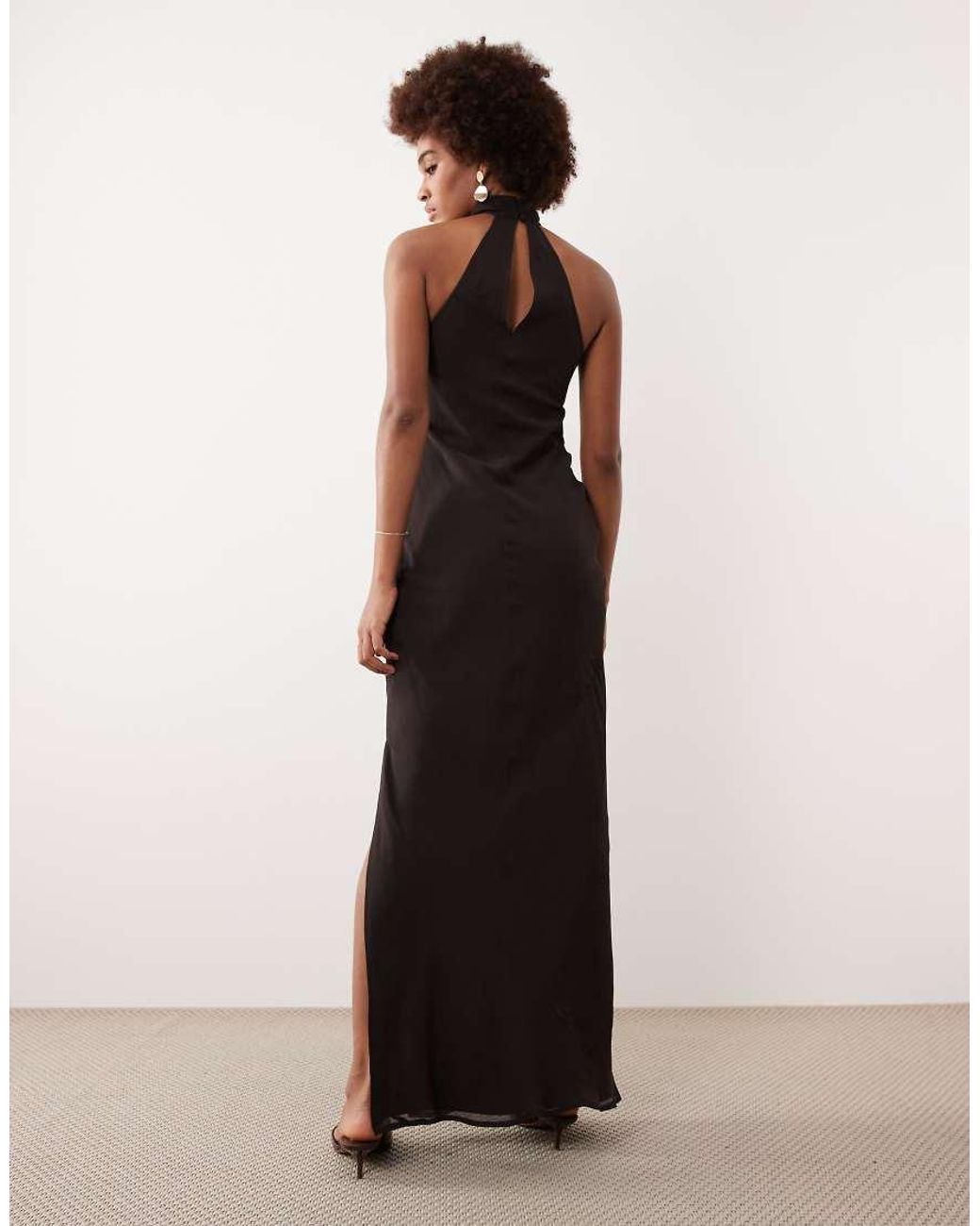 ASOS Blue Asos Design Tall Chiffon High Neck Midi Dress